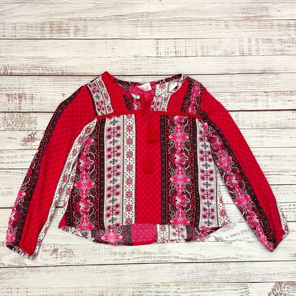 Girls Tassel and Tie Peasant Top - Picture 1 of 5